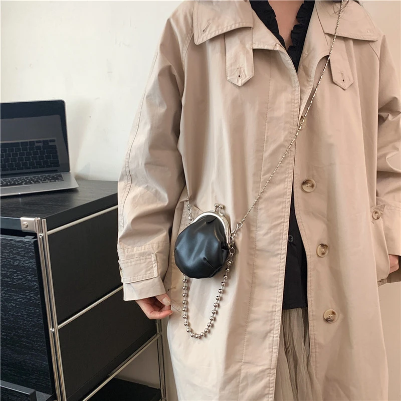 LEFTSIDE Y2K Chinese Style Mini Silver PU Leather Design Crossbody Bags for Women 2023 Winter Korean Fashion Handbags and Purses