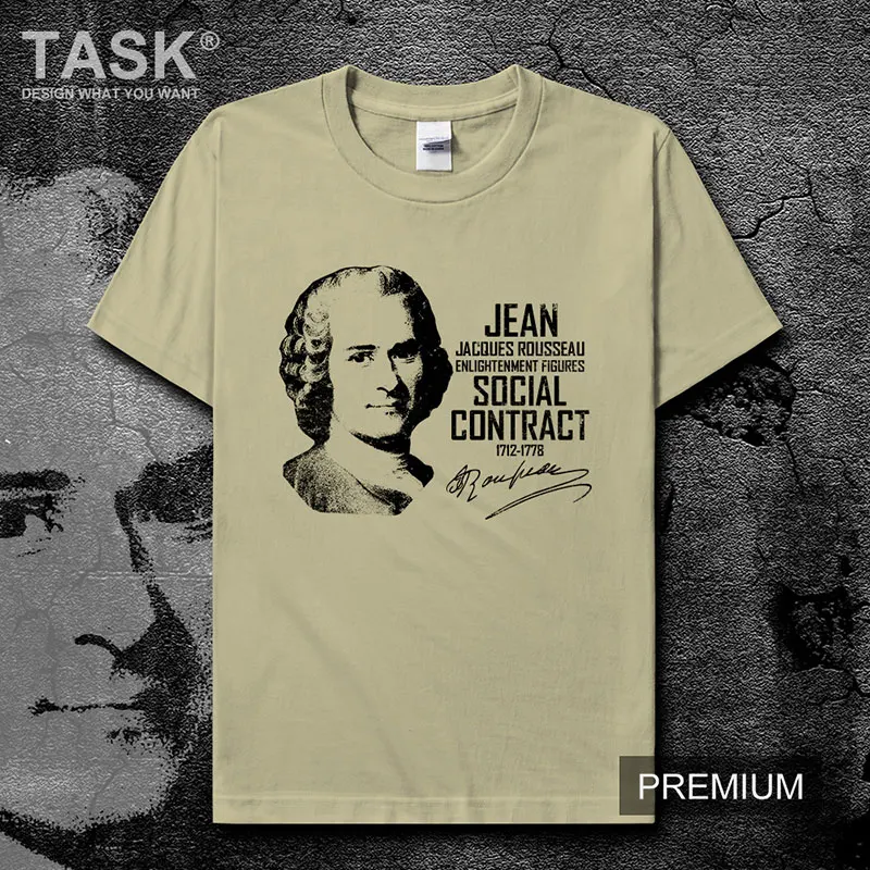 French Thinker Jean-Jacques Rousseau Printed T Shirt. Short Sleeve 100% Cotton Casual T-shirts Loose Top Size S-3XL