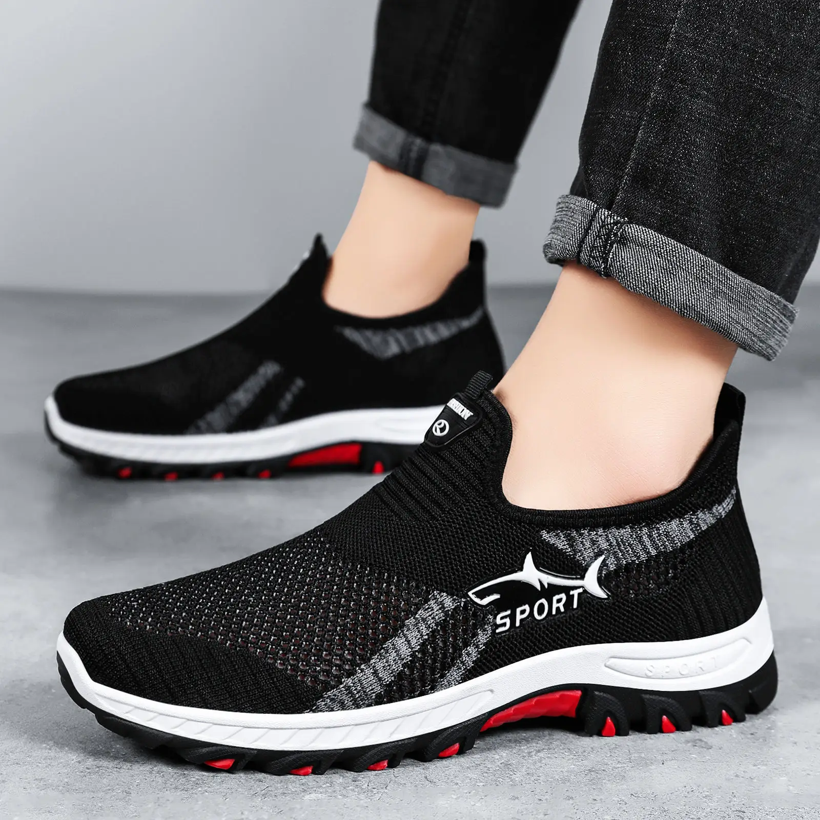 

Men's Breathable Knitted Slip On Sneakers Non-Slip Casual Shoes Lightweight Comfortable Sock Sneakers Walking Shoes for Daily