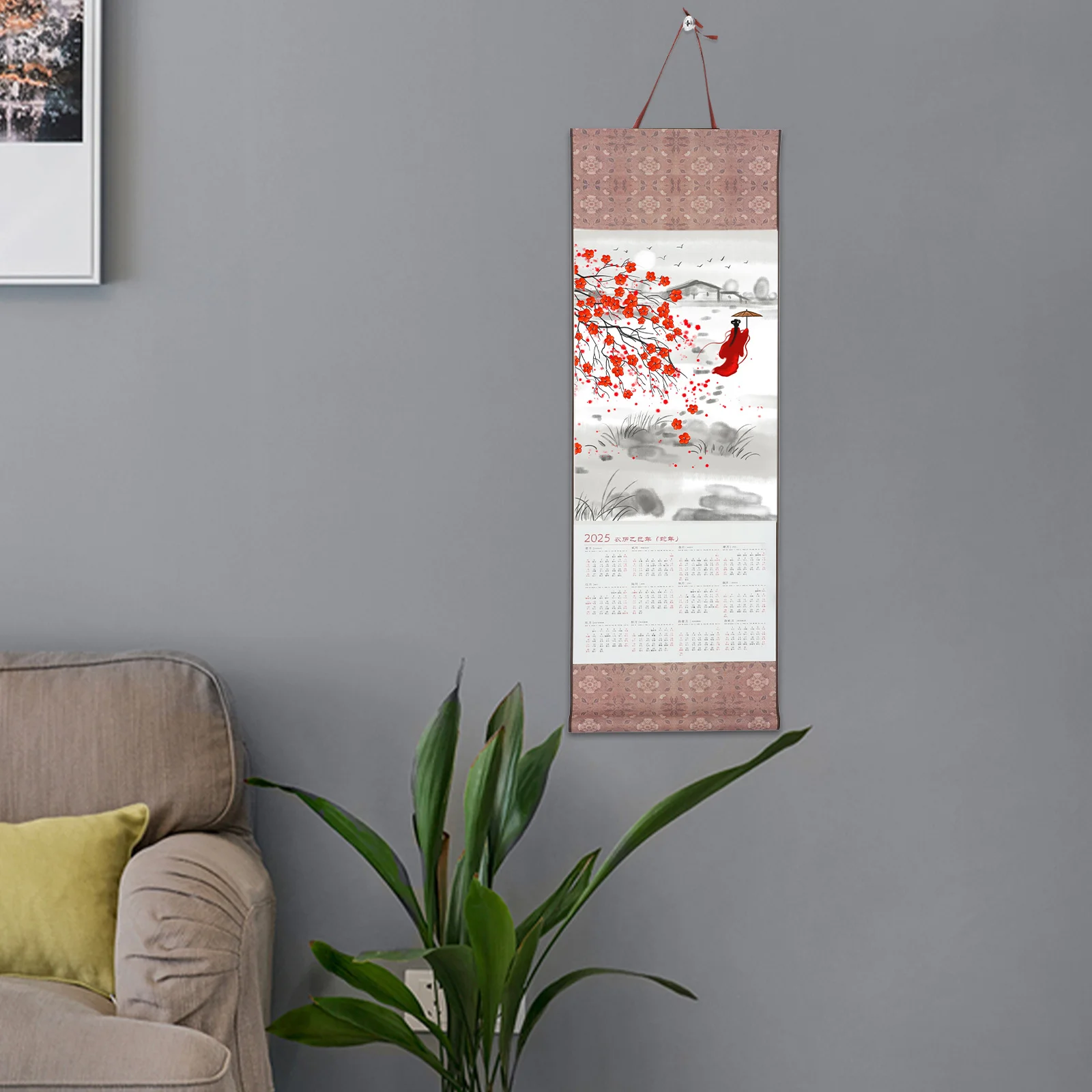 

DIY Blank Scroll Wall Calendar 2025 Chinese Calligraphy Painting Paper Monthly Yearly Hanging Planner Art Craft Kit
