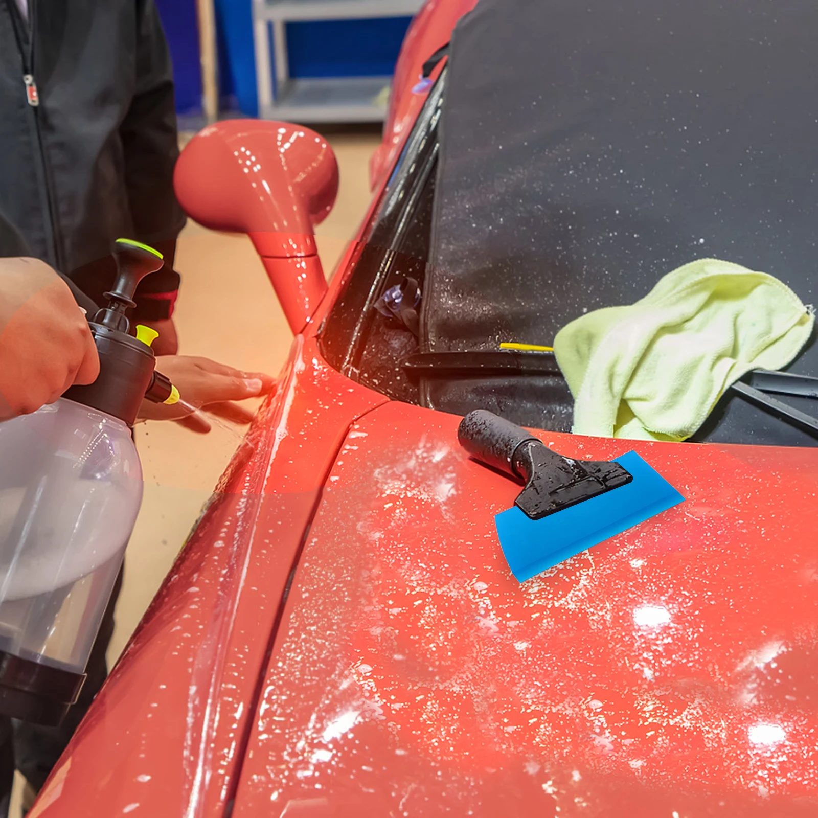 

3pcs Car Squeegee Mirror Medium Window Film Scraper Blue Decal Smoothing Tool Durable Material Replaceable Strips