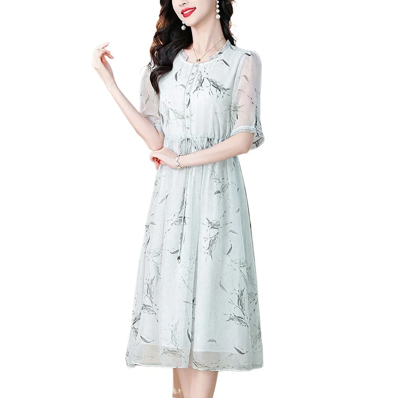 Sommer Floral Chiffon Casual Strand Midi Kleid Frauen Koreanische Mode Elegante Prom 2025, Frühling Chic Luxus Party Abendkleid