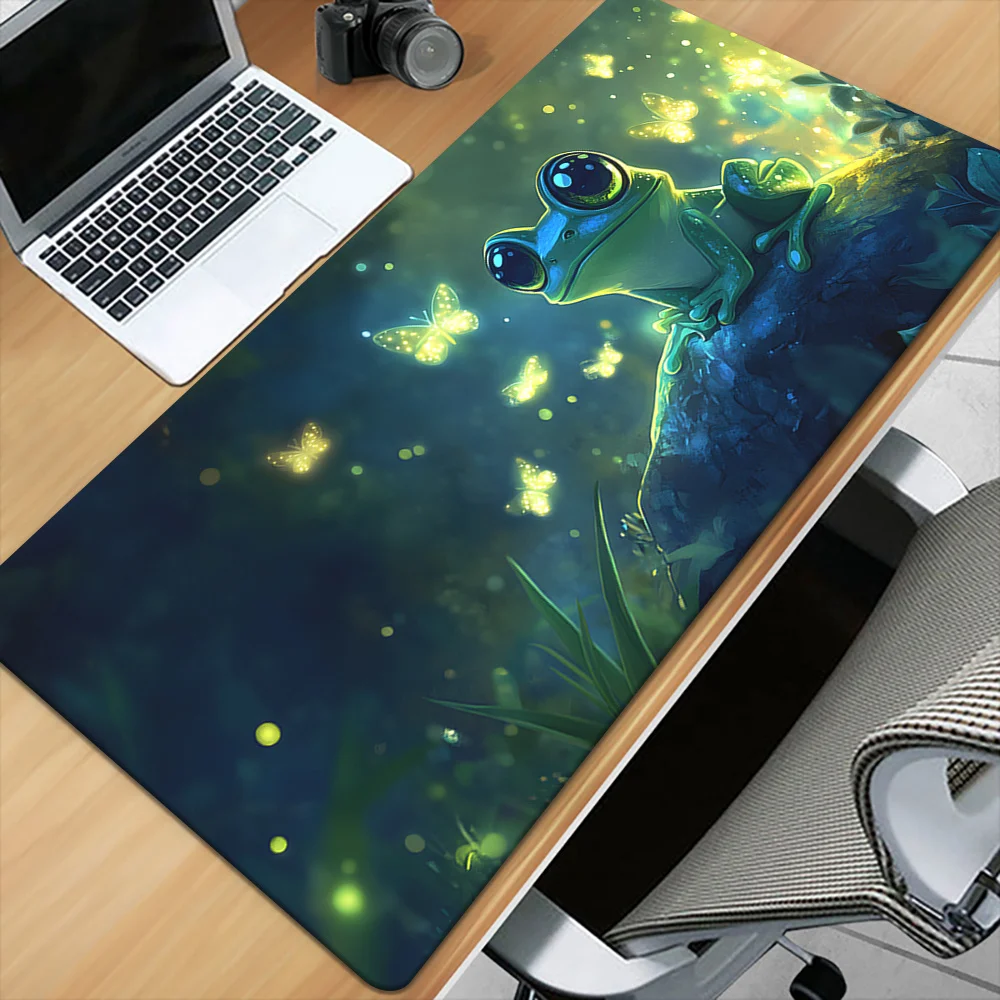 Kawaii Green Frog anime large Mouse Pad Desk Mat Non-Slip Durable Stitched Edge mouse mat Gaming mats mauspad magic playmat