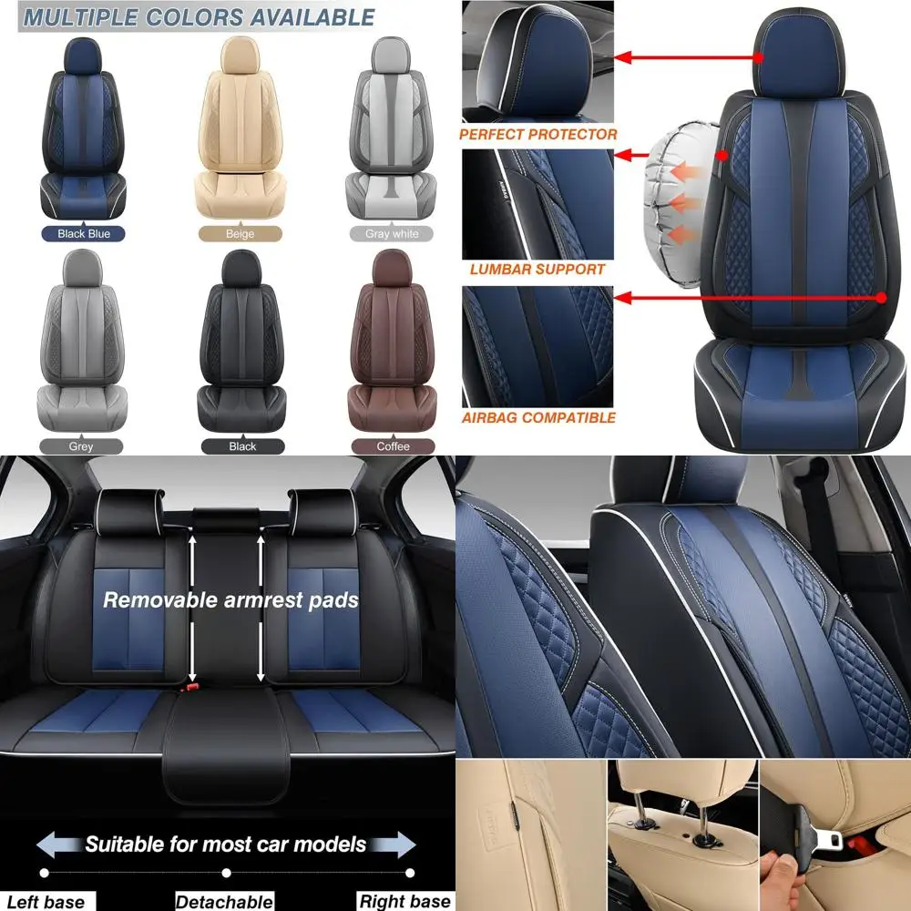 

5-Seater Car Seat Covers Full Set Waterproof and Breathable Nappa Leather, Fit for Front and Rear Seats of Cars, Compatible with