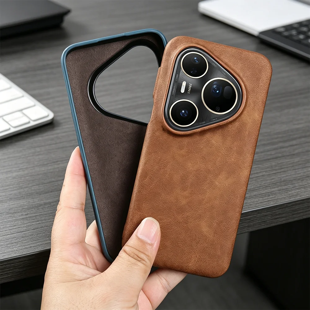 Skin Like Leather Case For Huawei Pura 90 Pro Max 80 Ultra 70 Pro Plus Mate 80 Pro Max 70 RS 60 Phone Cases Back Cover Coque Bag