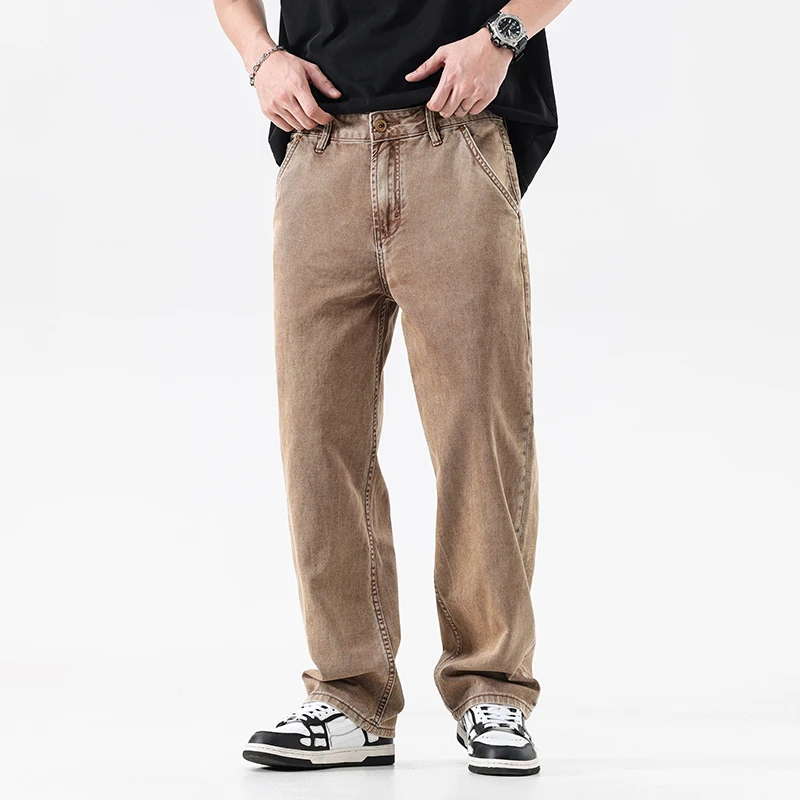 

Spring Summer New Jeans Men Streetwear Fashion Loose Casual Vintage Yellow Denim Baggy Jeans Pants Men’s Y2k Jeans Trousers