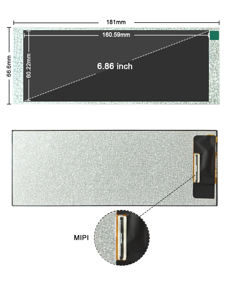 6.86インチ 1280x480 IPSバーディスプレイ 500nit高輝度 40ピンMIPI PC