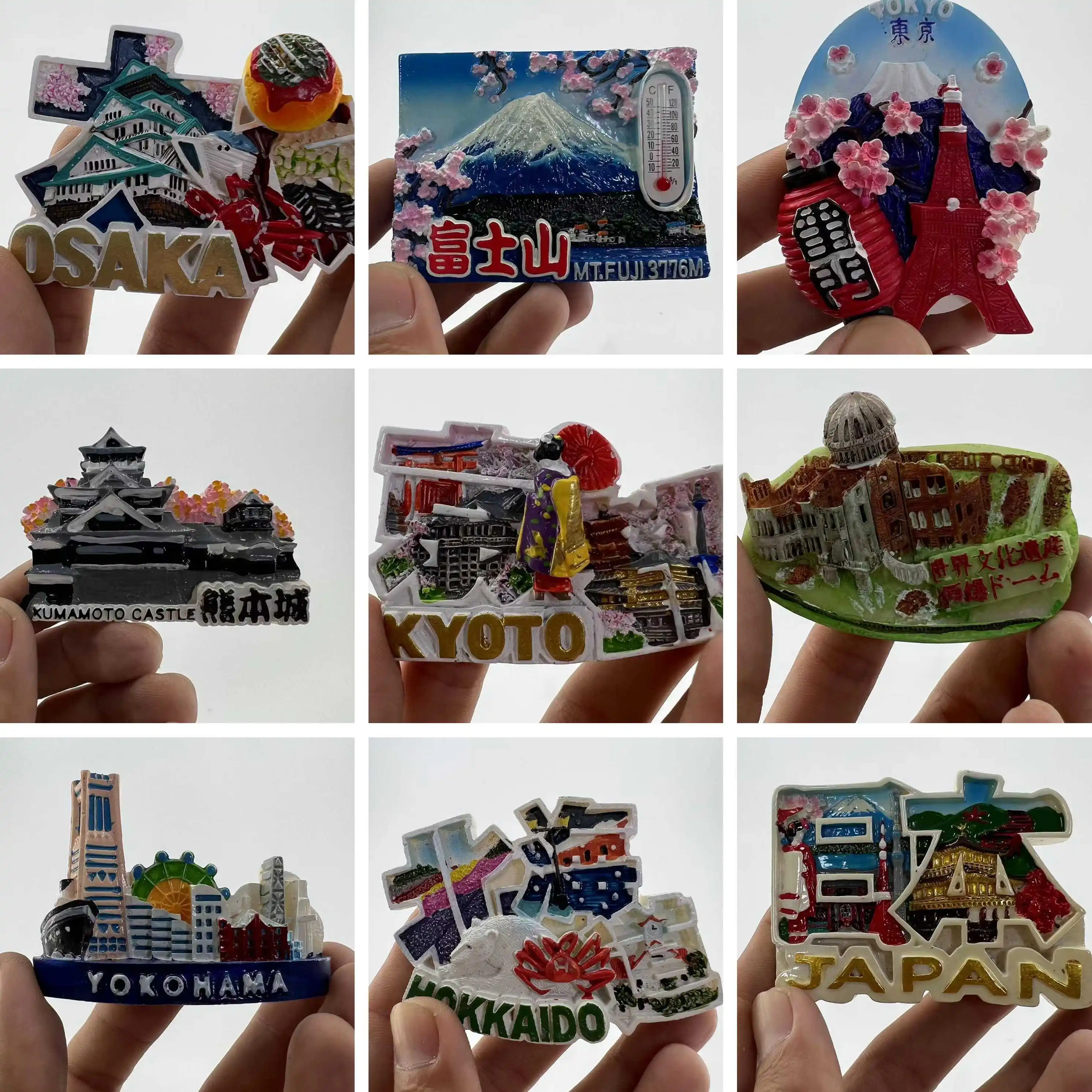 Japanese Refrigerator Stickers Travel Souvenirs Three-Dimensional Decoration Crafts Resin Hand-Painted Magnet Birthday Gift