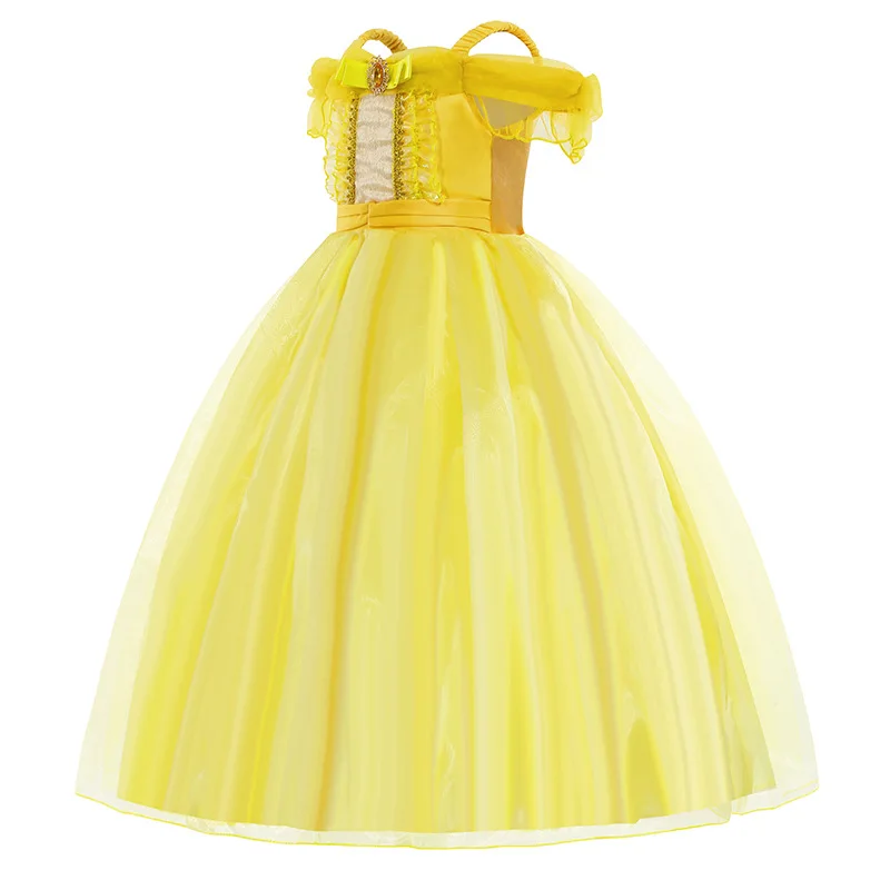 Kids Belle Costume Girl Halloween Princess Cosplay Party Dress Children Birthday Clothes Carnival Fancy Dress