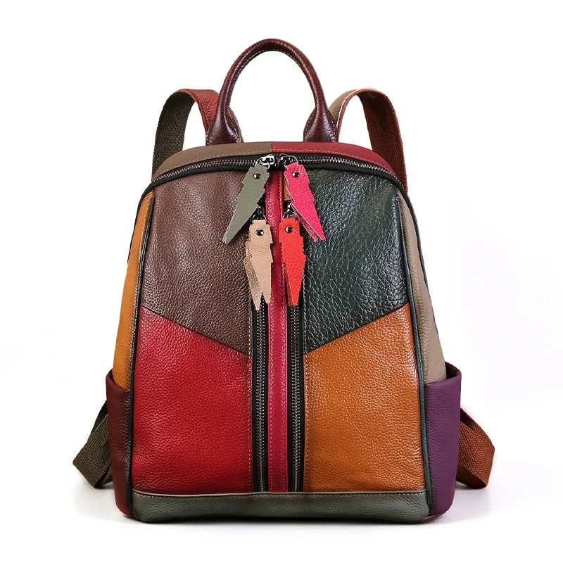 Nesitu Highend Unique Vintage A4 Top Grain Genuine Leather Women Backpack Cowhide Girl Travel Bag M3378