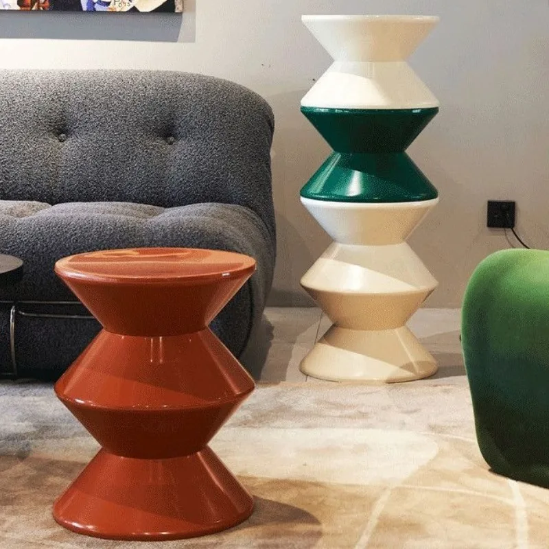 Modern Nordic style cream stackable footstool and creative hourglass plastic footstool for living