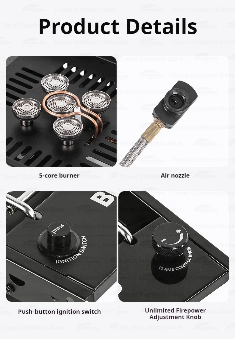 BLACKDOG IGT Einbau-Gasherd mit fünf Brennern, Desktop-Einbau-Doppelzweck-Herd, 7200W Leistung, für Outdoor-Camping und Picknick, Multifunktionsherd – Detail 18