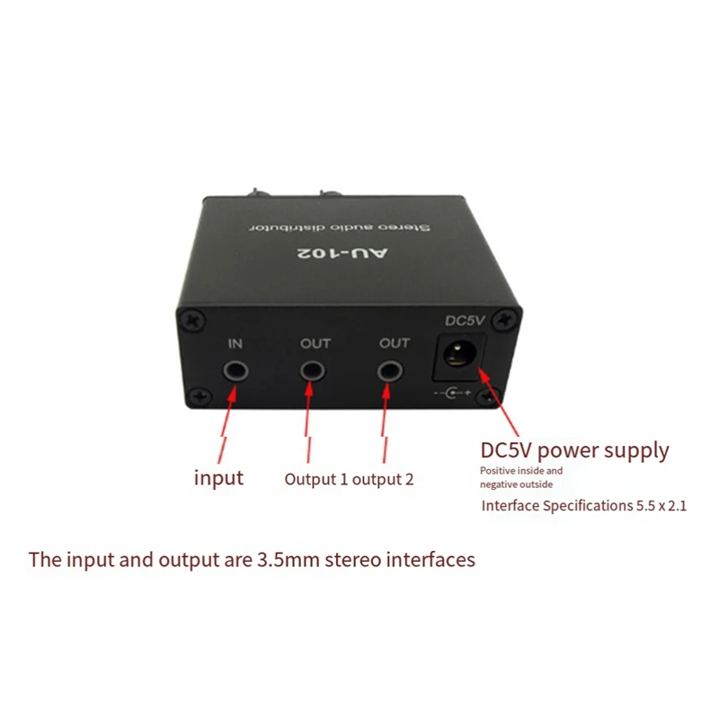 2 Channel Sound Amplifier 1 Input 2 Output 3.5Mm Alone Control Stereo Sound Distributor Sound Preamplifier