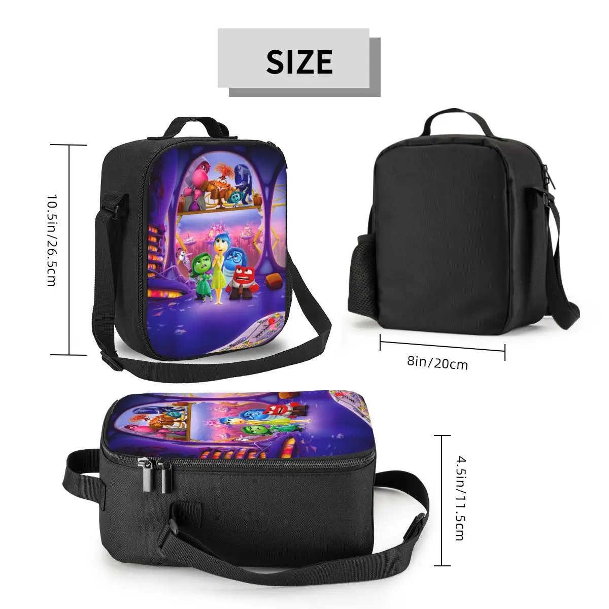 Custom Inside Out Movie Insulated Lunch Tote Bag for Women Animated Resuable Cooler Thermal Food Bento Box Work School Travel