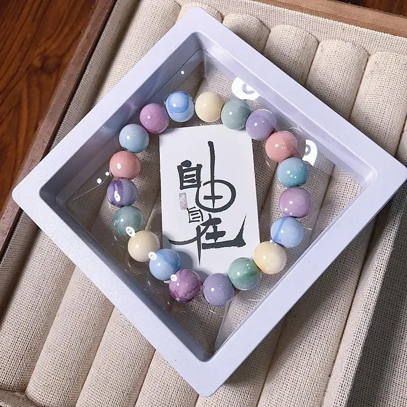 Koreanisches Ins Sweet Ink Wash Keramik-Perlenarmband für Frauen und Mädchen, Party-Schmuckgeschenk, elastische Perlenkette, Accessoires – Detail 10