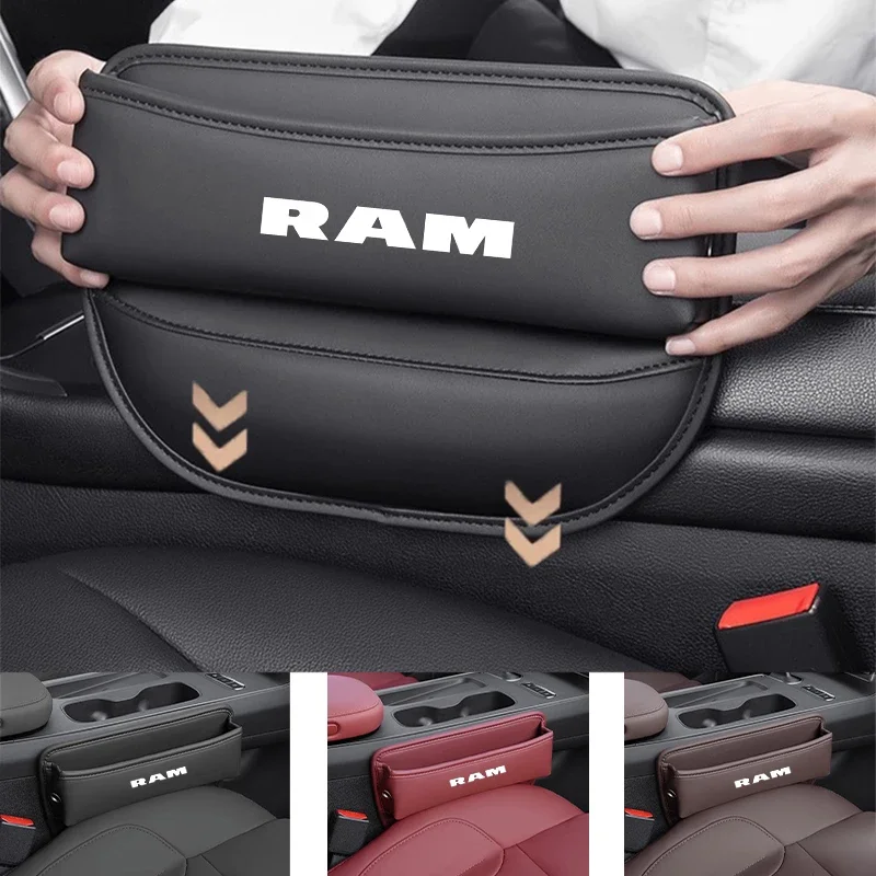 Multifunction Car Seat Gap Organizer Storage Box Pocket Wallet Universal For Dodge Ram 1500 2500 350 Logo Auto Accessories