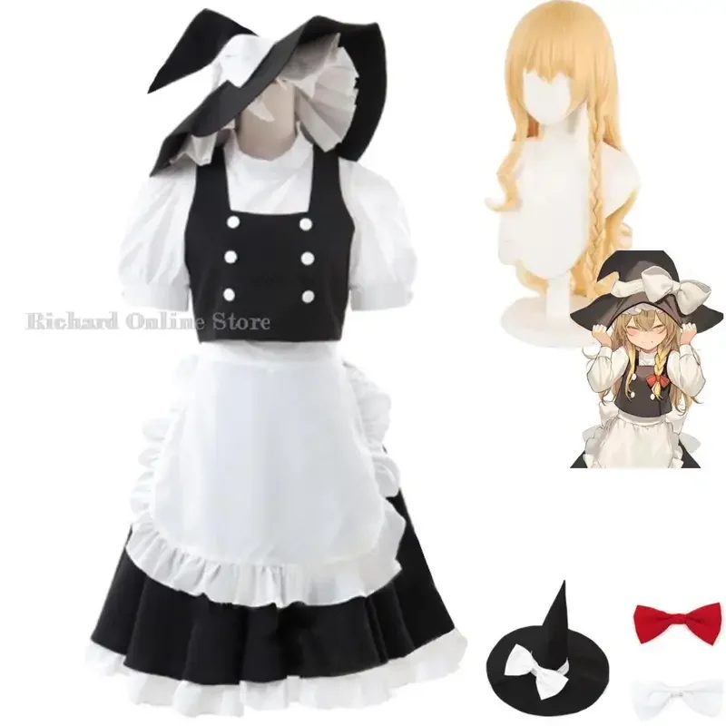 Anime Game Touhou Project Kirisame Marisa Cosplay Costume Kirisame Magic Shop Wig Maid Attire Woman Sexy Kawaii Halloween Suit