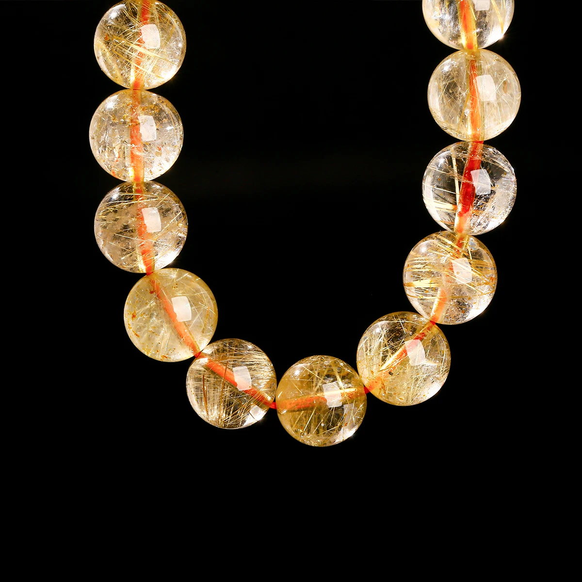 JD 4A Quality Natural Ice Golden Rutilated Quartz Wealth Lucky Bead Bracelets Women Men Power Healing Stretch Hand Jewelry Gift