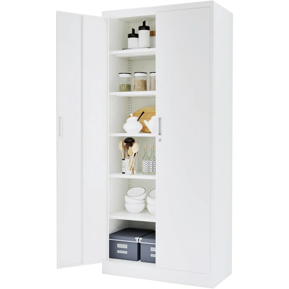 Metal Storage Cabinet W Locking Doors and Shelves,71