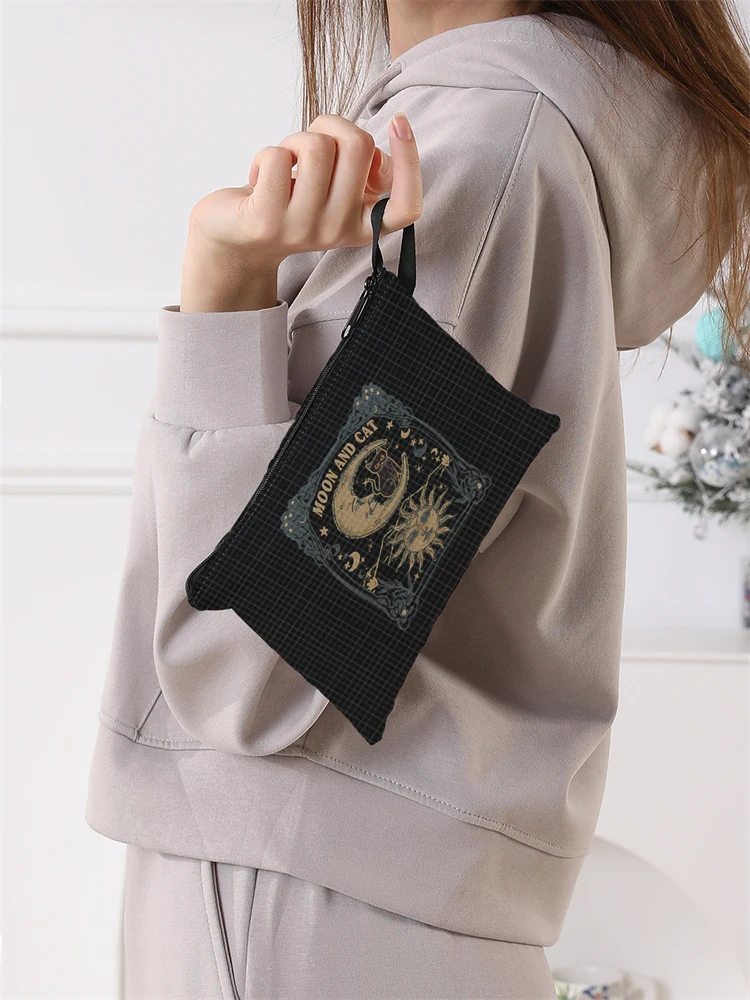 Faltbare Damen-Einkaufstasche mit Mond- und Sonnenmuster, große Einkaufstasche, faltbare Aufbewahrung, wiederverwendbar, leicht zu tragende Handtasche mit Kapazität – Detail 4