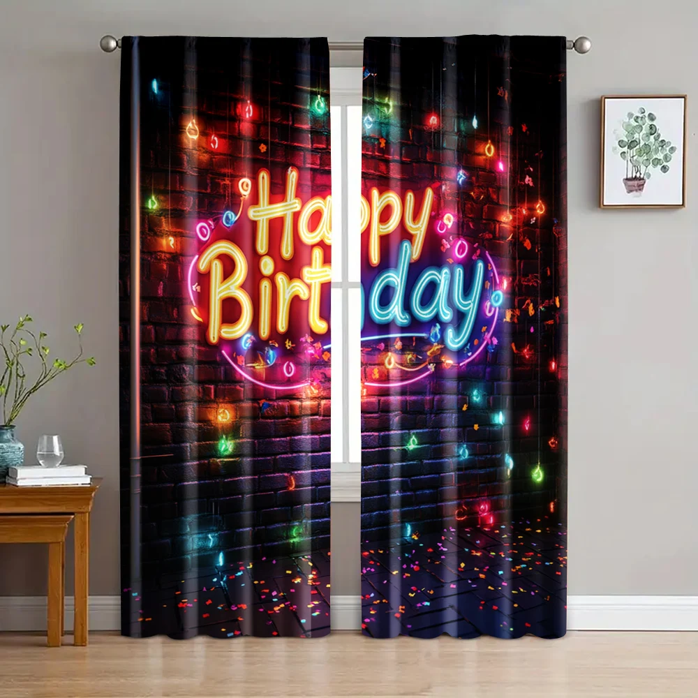 

2pc, Curtains Happy Birthday Light Filter summer party decorations Use for Apartment decoration