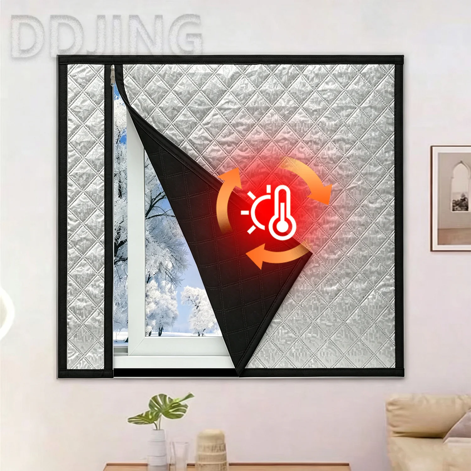 Winter Thermal Windproof Cold Resistant Window Insulation Cover Soundproof Blackout Self-Adhesive No Drilling Window Curtain