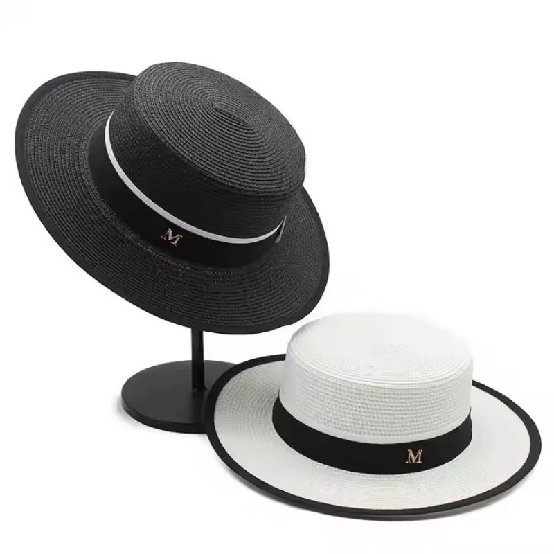 New Summer Fashion Straw Hat Womrn Female Flat Brim Sun Protection Cap Outdoor Travel Beach Sun Hats