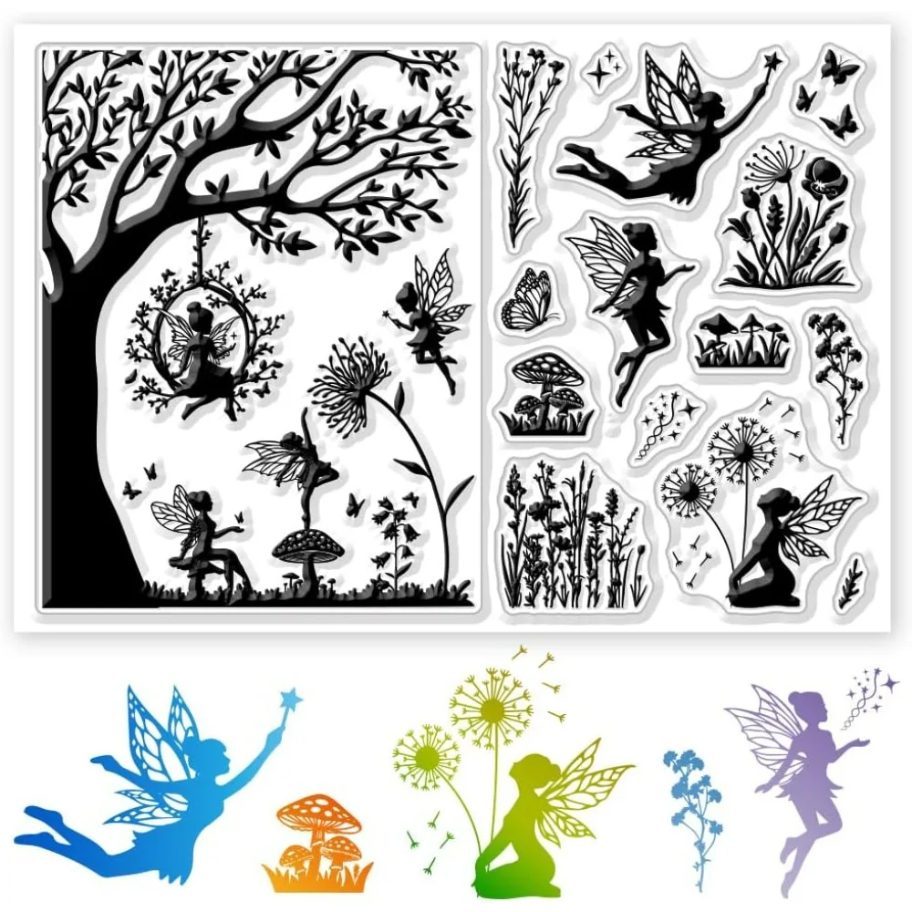 1PC Schmetterling Fee Klare Stempel Elfen Schmetterling Pflanzen Hintergrund Transparente Stempel für Karten Herstellung DIY Scrapbook
