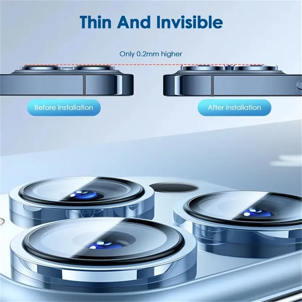 2-3 قطعة آيفون 15 برو ماكس حلقة معدنية كاميرا حماة آيفون 16 برو ماكس عدسة زجاج عليه طبقة غشاء رقيقة آيفون 15 زائد #5