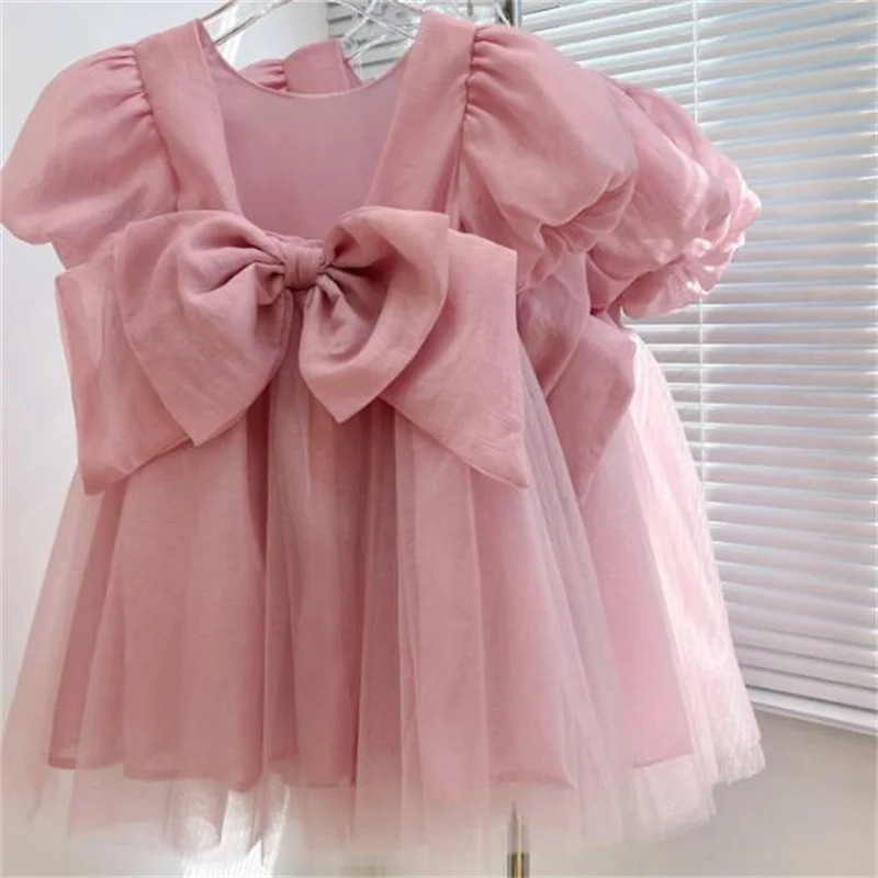 

Children's Butterfly Princess Dress 2022 Summer New Girls Backless Dress Birthday Dress Mesh Tulle bow dress