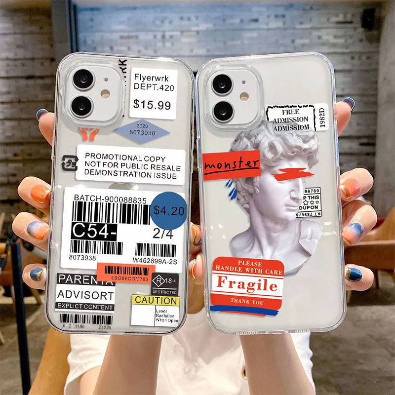 Fashion Lable Case For Iphone 11 13 14 15 Pro Max 12 XR X Xs 7 8 Plus 6s SE 2020 13 Mini 14promax 13promax Soft TPU Covers Funda
