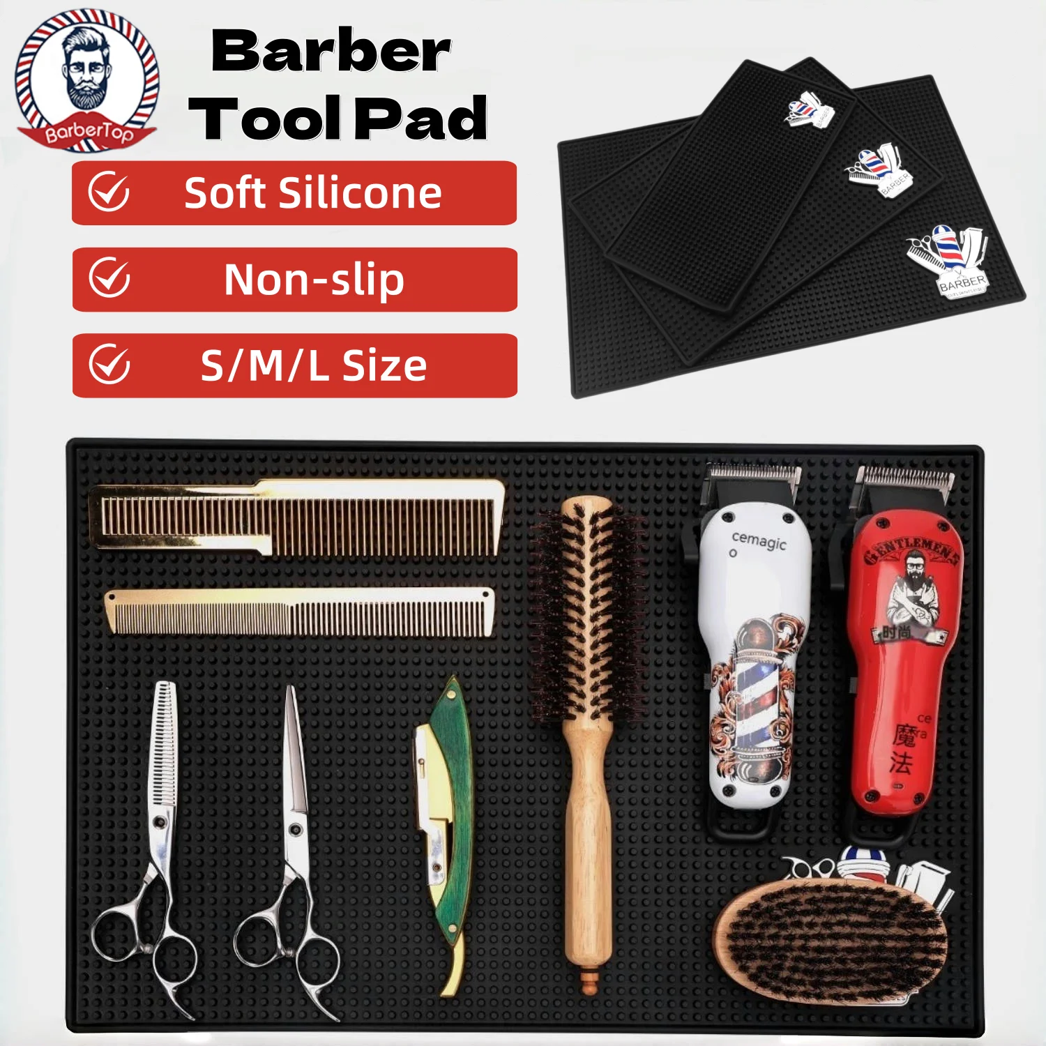 

Barbershop Non-slip Station Mat Cushion Pad Hairdress Tool Clippers Scissors Comb Trimmers Brushes Storage Organizer Salon