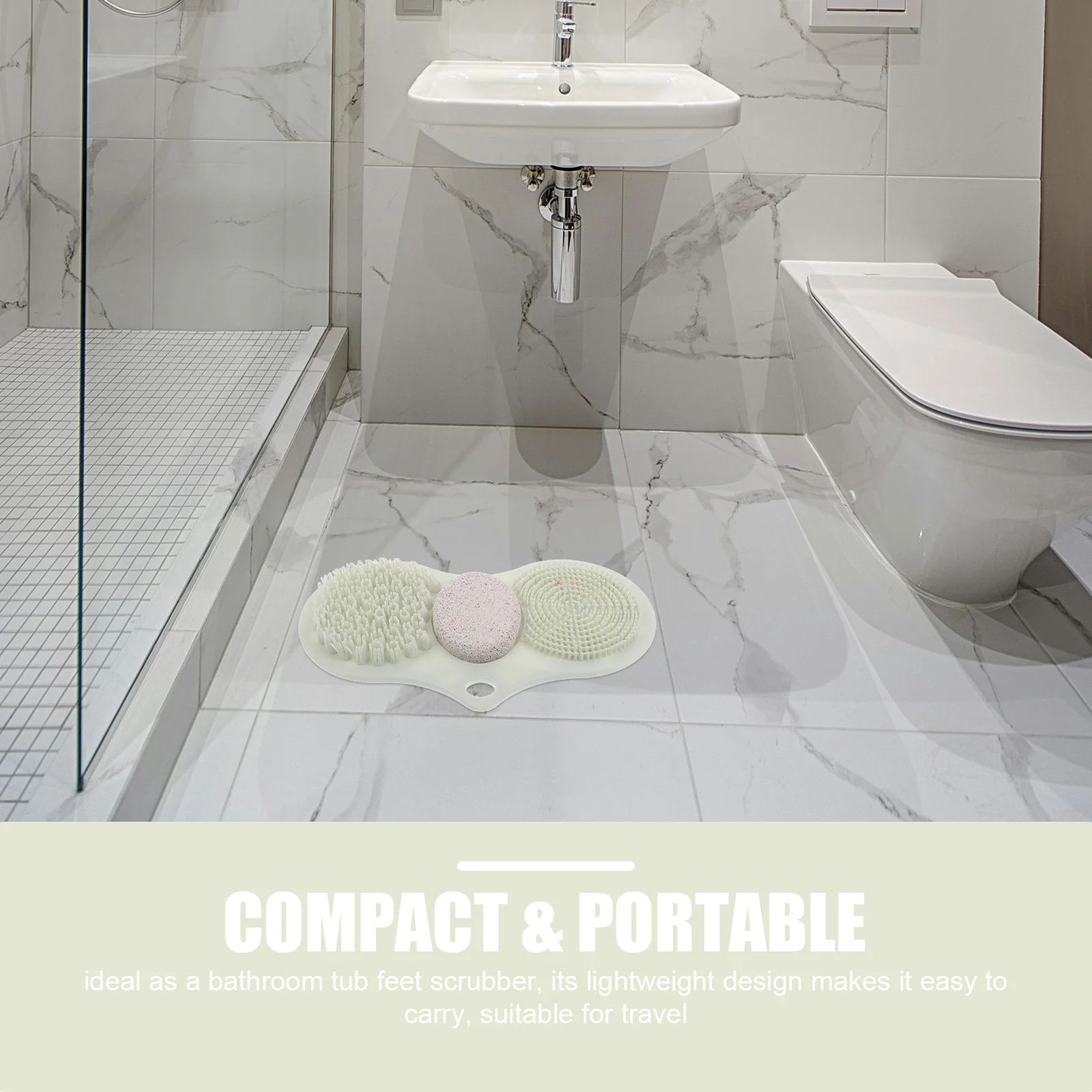 دش القدم الغسيل حصيرة عدم الانزلاق شفط الكؤوس المدمج في حجر الخفاف لإزالة الجلد الميت التقشير قدم تنظيف أداة