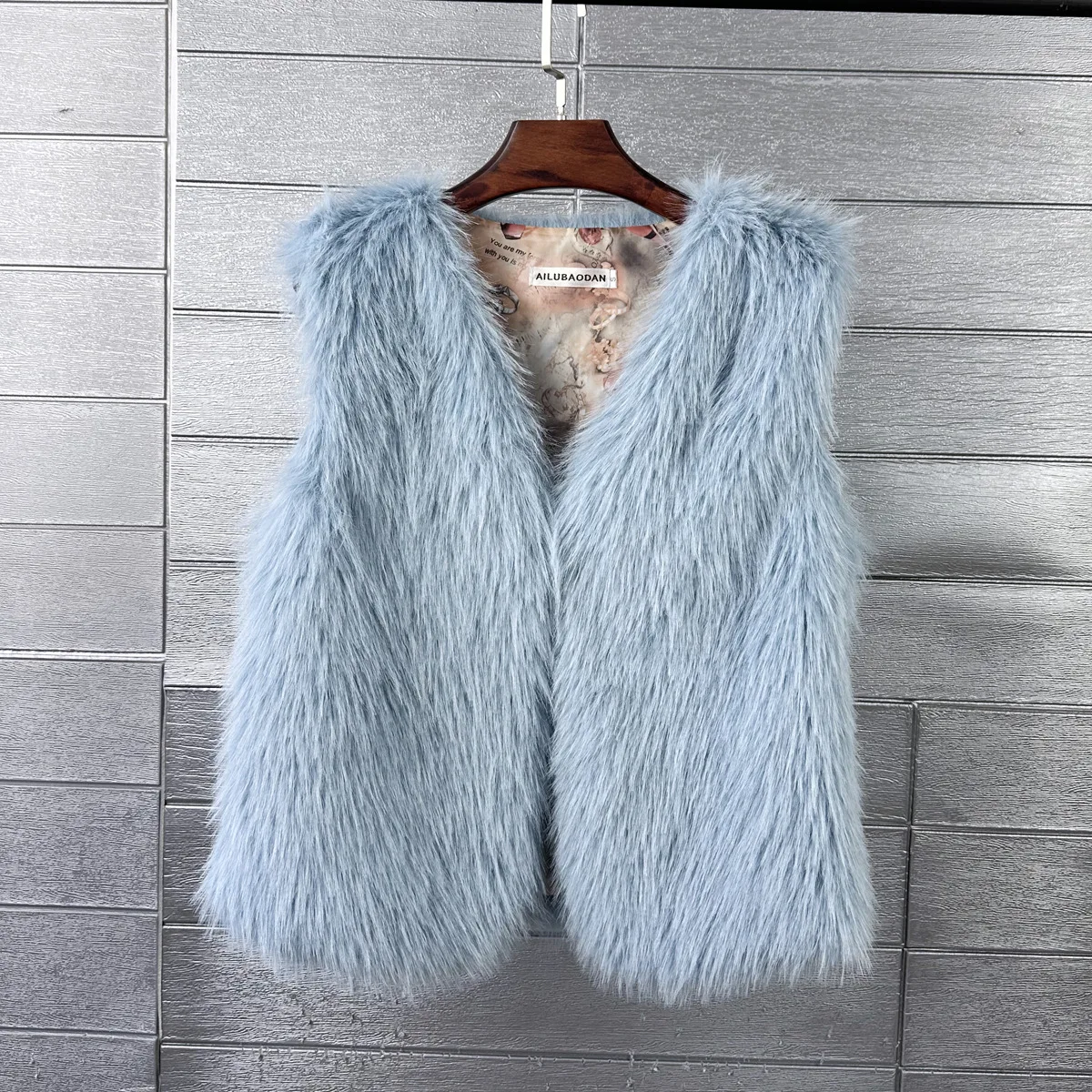 Women Faux Fur Vest Coats Jackets V Neck Sleeveless Vests Coat Thick Warm Y2k Streetwear Jacket Elegant Work Autumn Winter