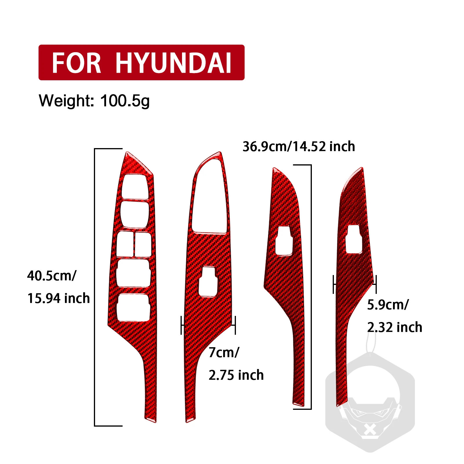 

4-piece Window Lift Button Switch Panel Decoration Interior Sticker Carbon Fiber Automotive Parts FOR Hyundai Kona 2018-2023