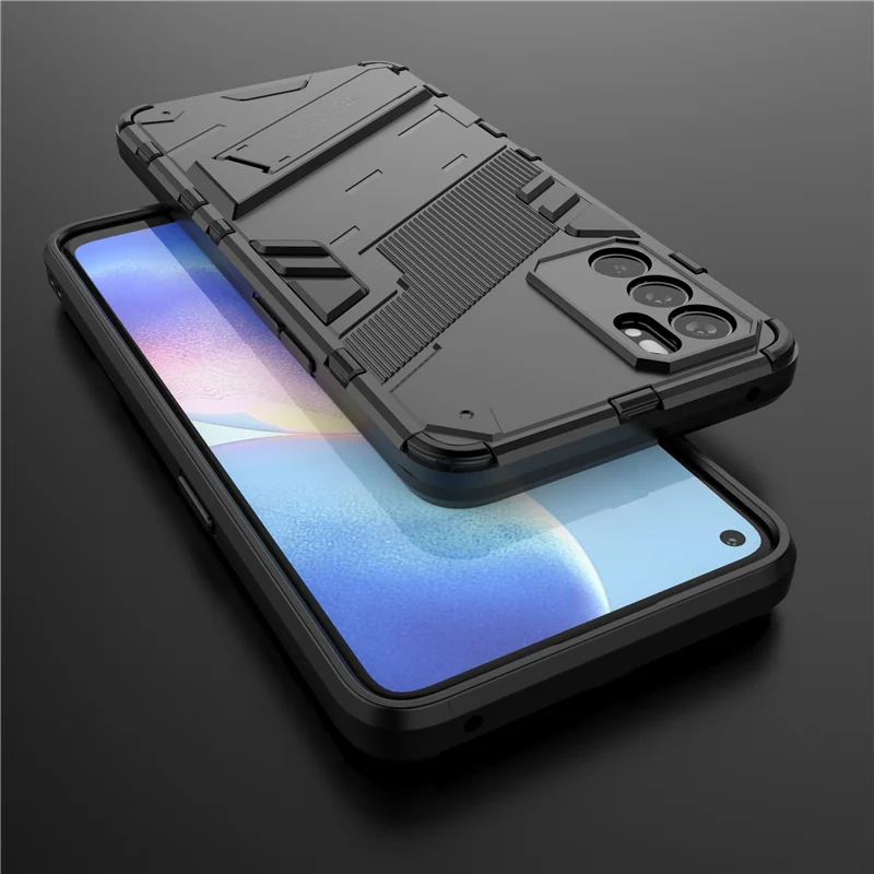 For Oppo Reno6 5G Case Reno 6 Pro 5G Cover Shockproof Bumper Bracket KickStand Holder Full Protect Armor Phone Case Reno 6 5G