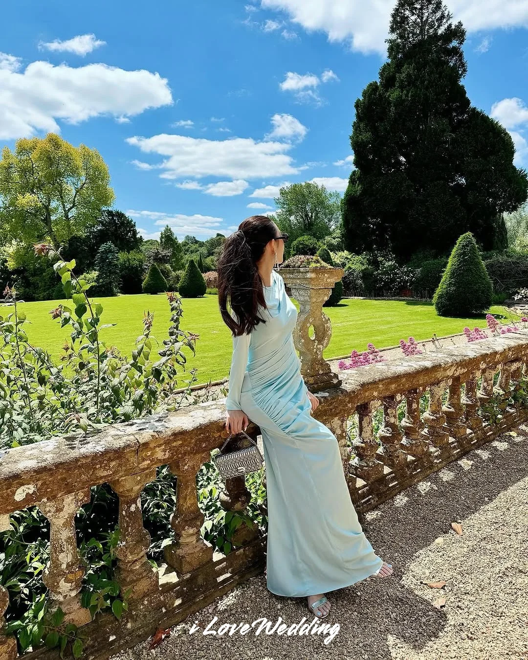 Небесно-голубые вечерние платья с круглым вырезом 2025, атласные плиссированные платья русалки с длинными рукавами, простые платья длиной до пола, свадебные платья для гостей по индивидуальному заказу