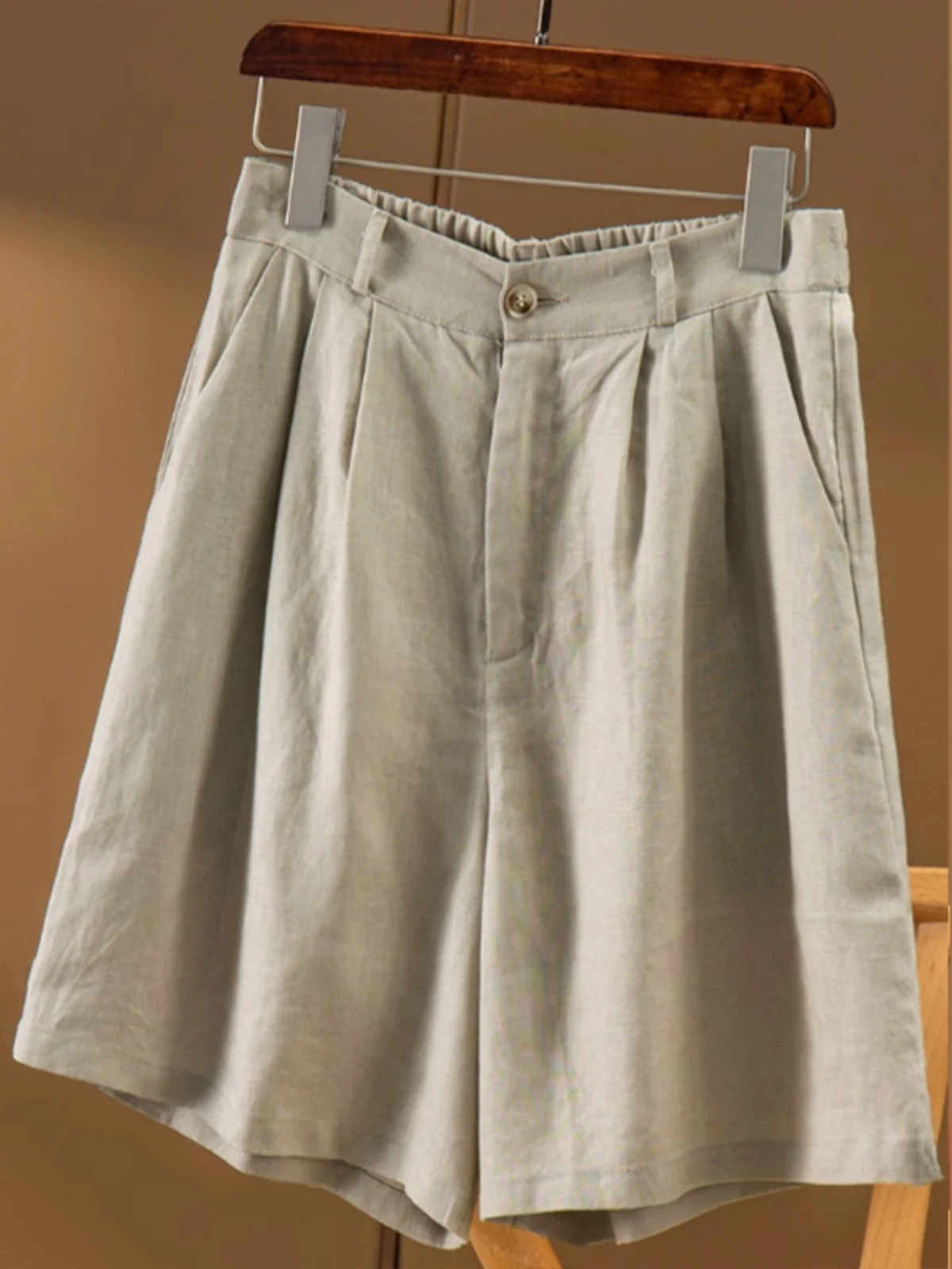 Sommer Dünne Baumwolle Leinen Breite Bein Hosen frauen Casual ort orts Lose Fit Hohe Taille Fünf-Viertel Länge pendeln Sle