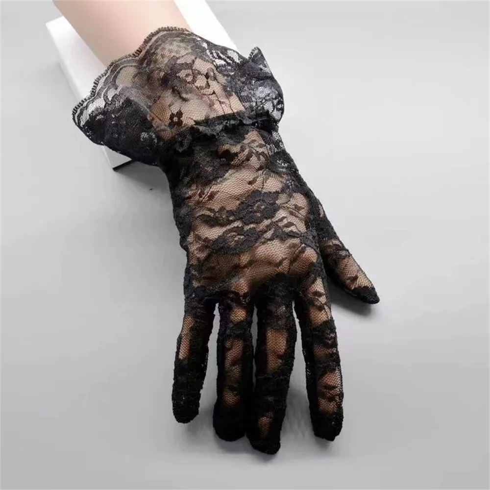 Gants fins en dentelle transparente pour femmes, Sexy, fleur, spectacles sur scène, Halloween, Cosplay, fête de mariage, robe de princesse, accessoires