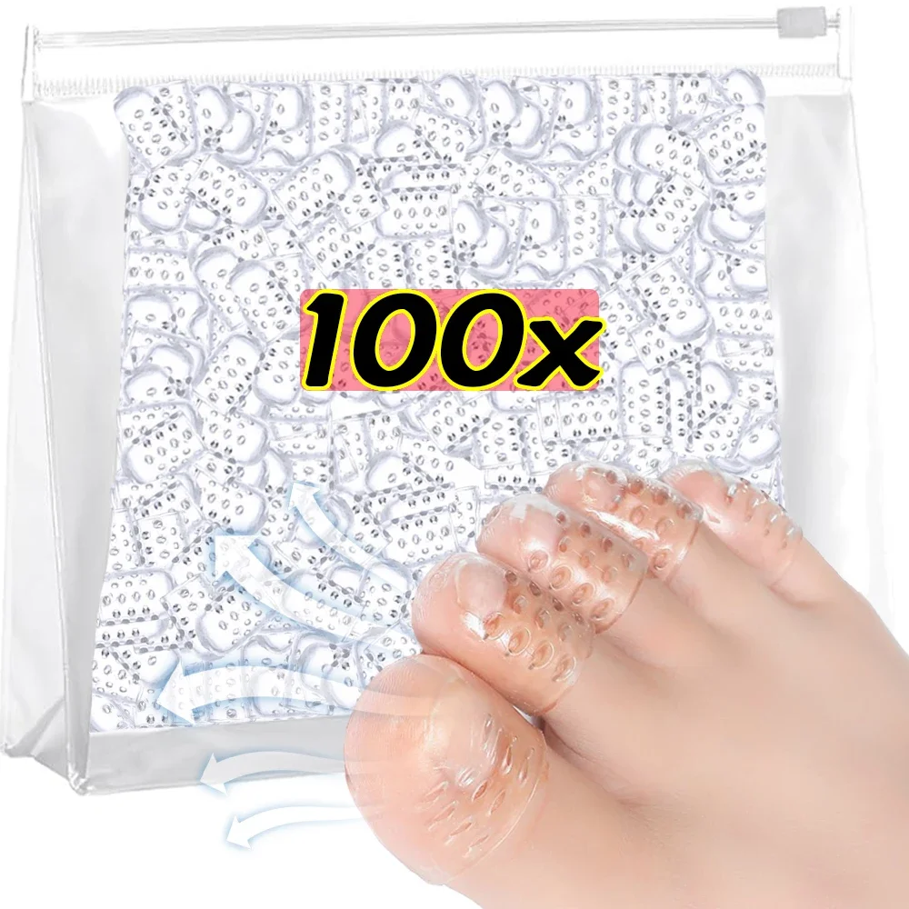 100PCS Transparent Breathable Toe Covers Silicone Prevents Blisters Toes Tube Elasticity Anti-Friction Foot Care Toes Protectors