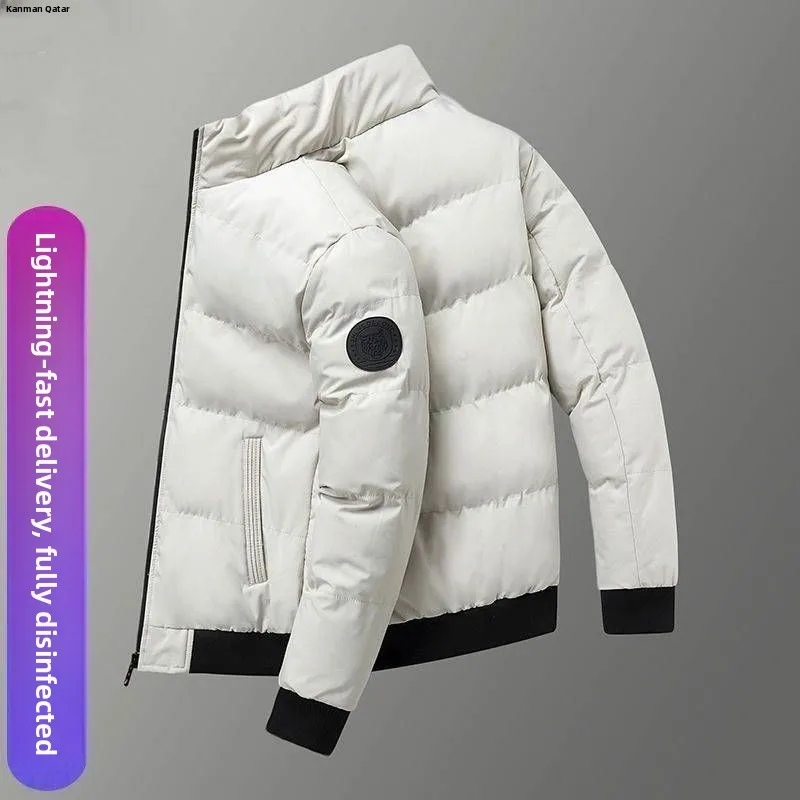 Jaet de algodão masculino de inverno, casacos casuais para jovens, casaco de algodão versátil e com nó ort sle