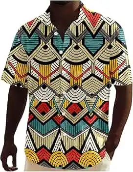 

Summer Tops for Men UK Men's Short Sleeve African Dashiki Traditional Style Shirt Summer Hawaii Beach Holidaynkara Floral Shirts