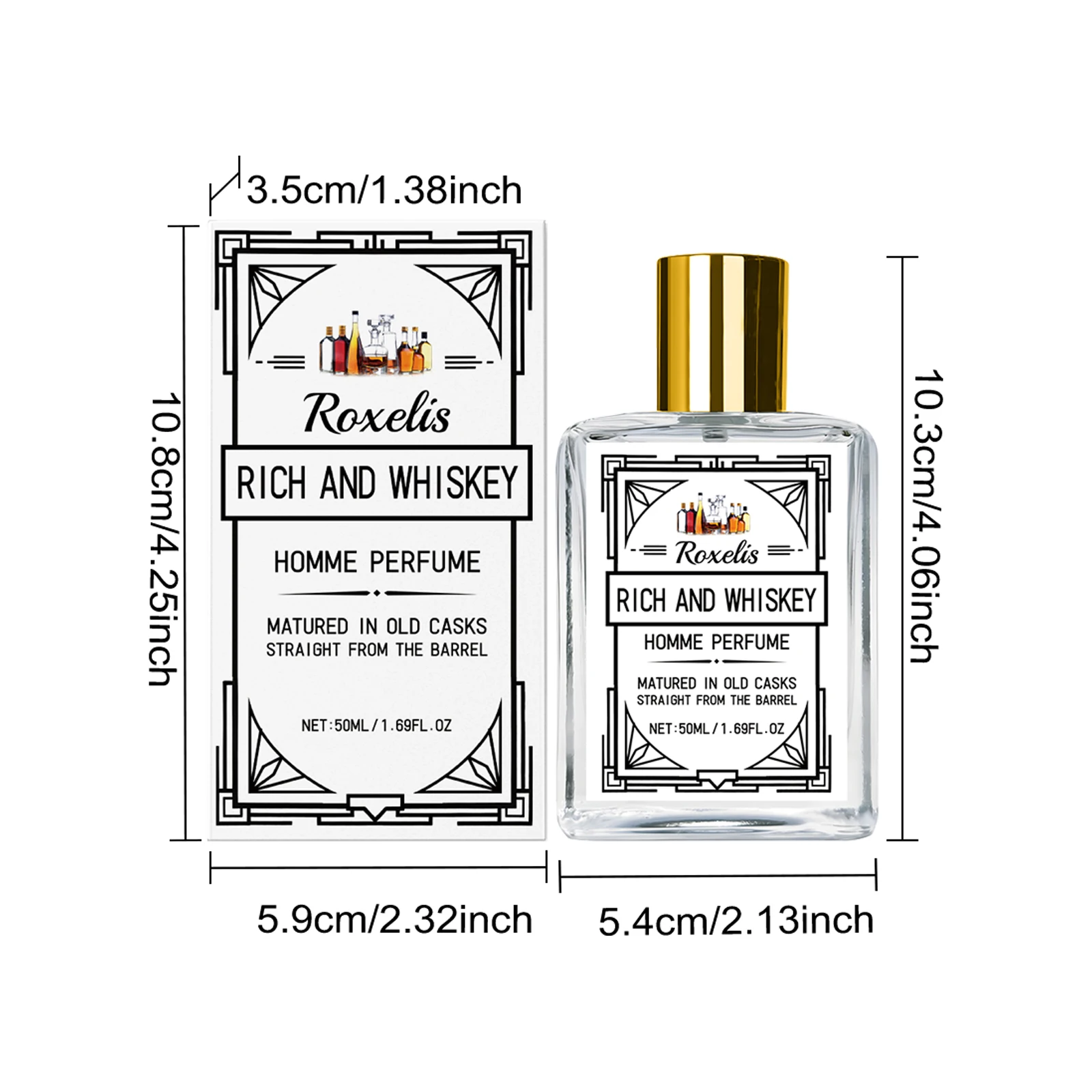 عطر روكسيليس ريتش آند ويسكي هوم للرجال، عطر خشبي حار يدوم طويلاً، يعزز السحر الشخصي، أنيق وثيق