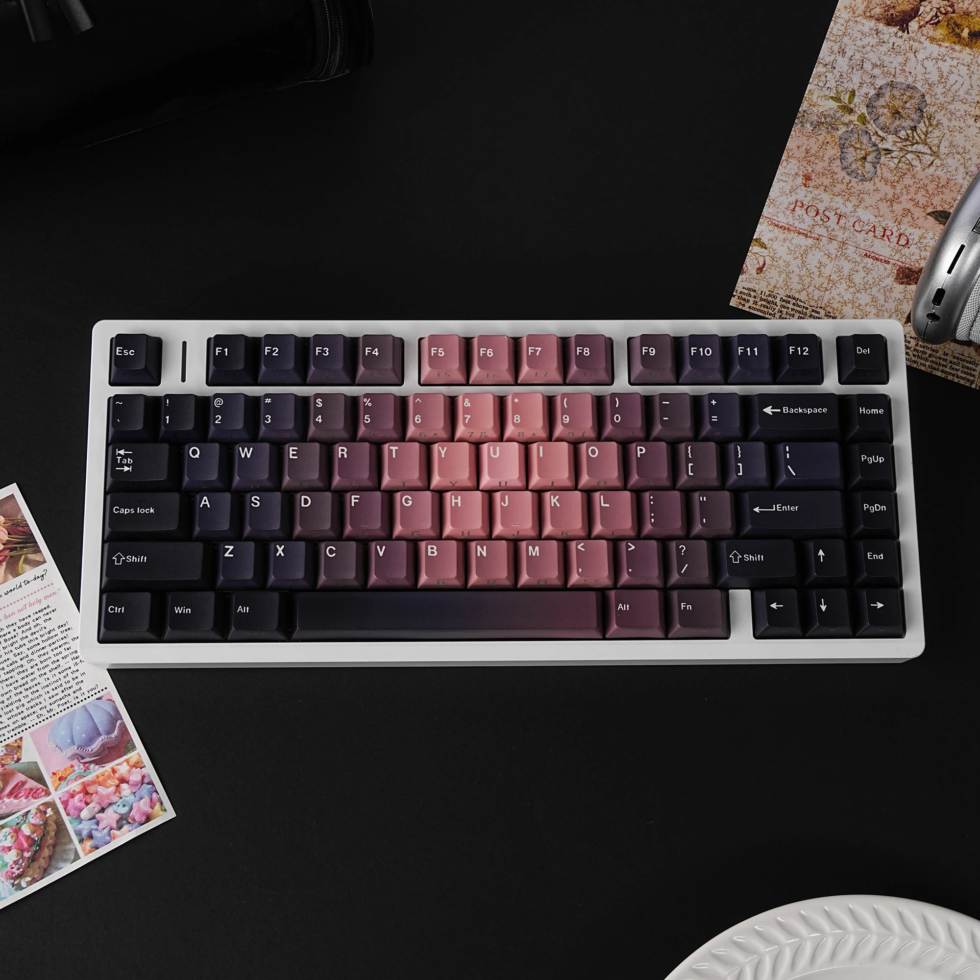 Blackberry 5.0 Keycaps Dye-Sub PBT Side Light Cherry Profile Spanish Arabic French German Russian For Mechanical Keyboard R75