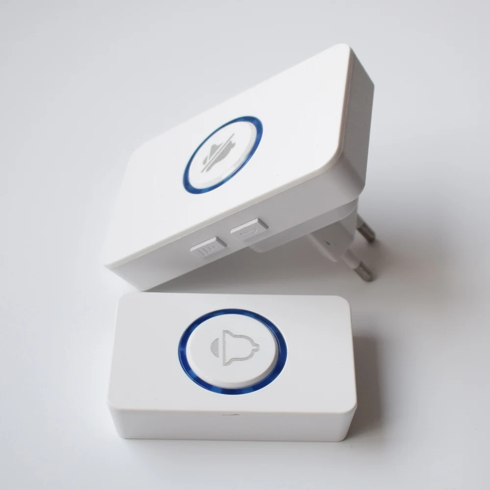 جرس باب لاسلكي مقاوم للماء مع جهاز تحكم عن بعد ، جرس اتصال منزلي ، حلقة إضاءة ليد ، 60 دقات ، 4 مجلدات ، قابس أمريكي ، AC-way-209 V ، aaa