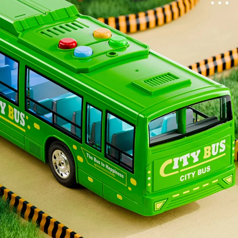 고품질 시뮬레이션 버스 대형 낙하 방지 빛 음악 관성 버스 모델 풀 백 자동차 교육 장난감 선물