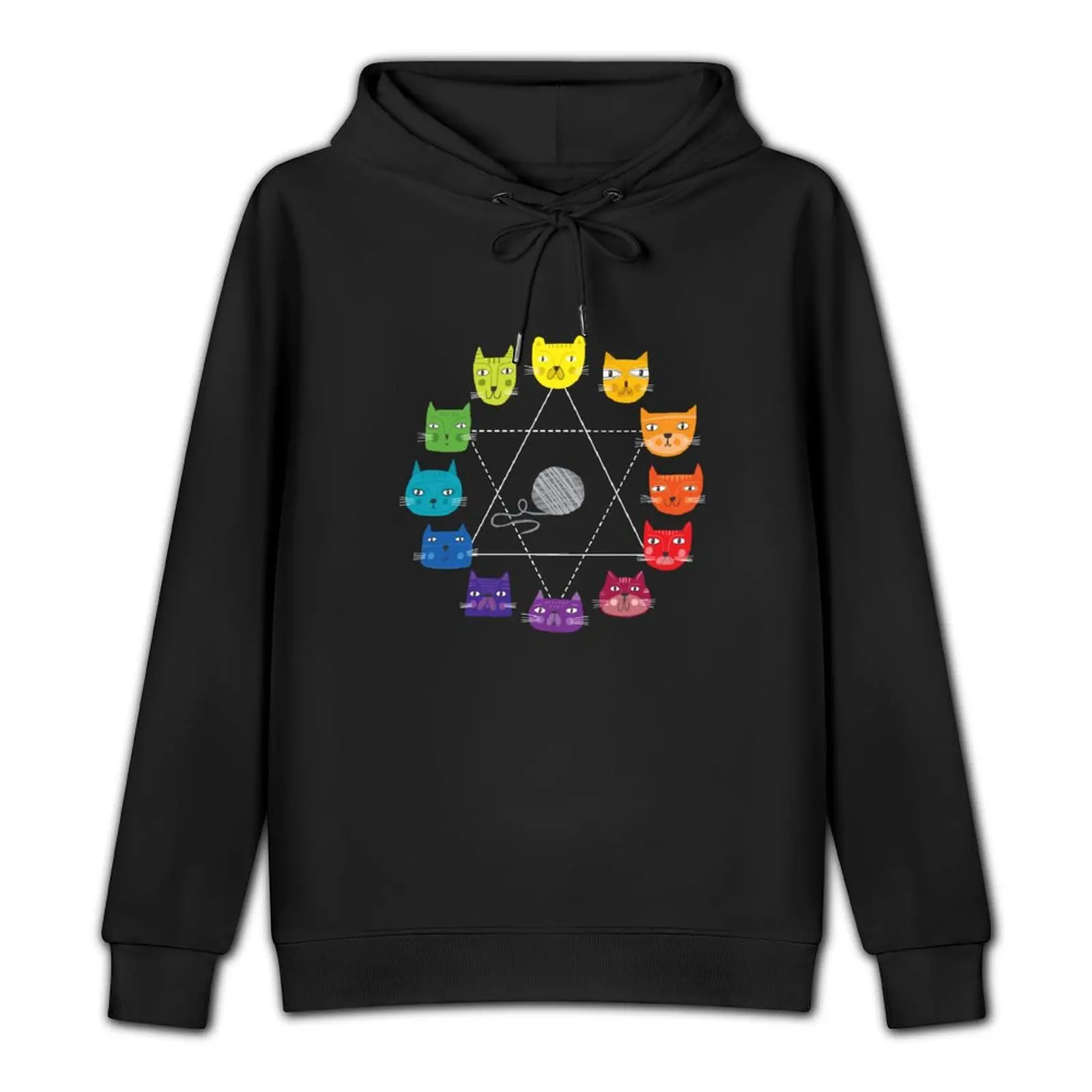 Cat Themed Paint Color Wheel Artist Palette Art Lover Pullover Hoodie winter clothes men wear pullover hoodies