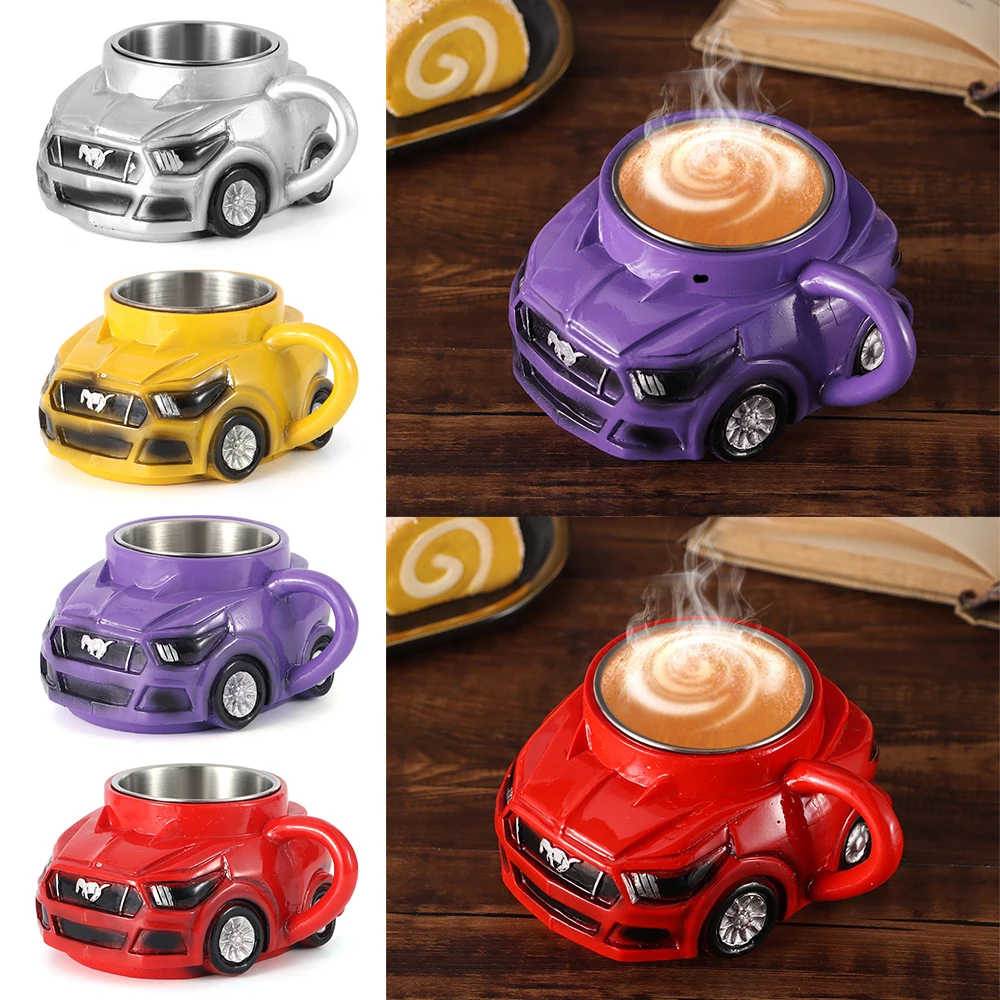 Lustige, langlebige Kaffeetasse in Autoform, handgefertigte Kaffeetassen aus Edelstahl, handgefertigt, 100 ml Wassertasse für Männer, Freunde, Papa