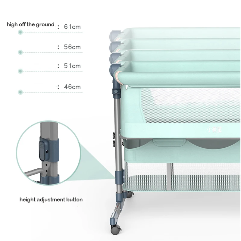 Cuna móvil plegable ajuste de altura costura cama grande cuna para bebé cama bb antiderrames leche portátil 603