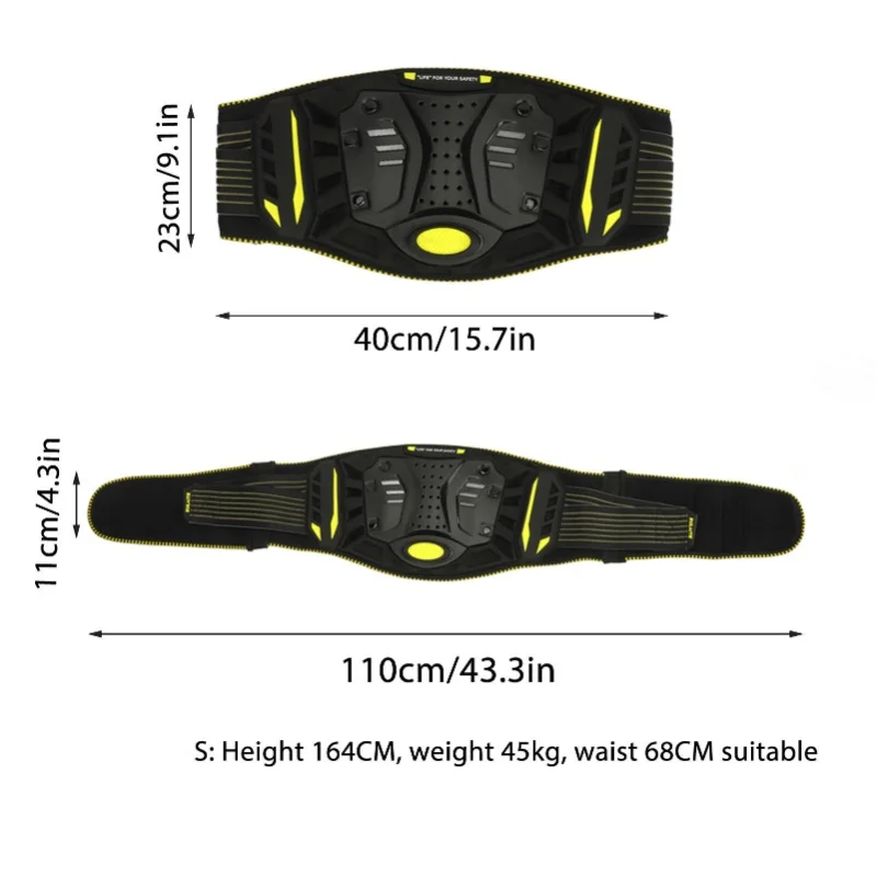 Motorcycle Back Brace Breathable Impact Resistant Protective Riding Lumbar Belt For Off Road Riding S (For Waist 68cm/26.8in)